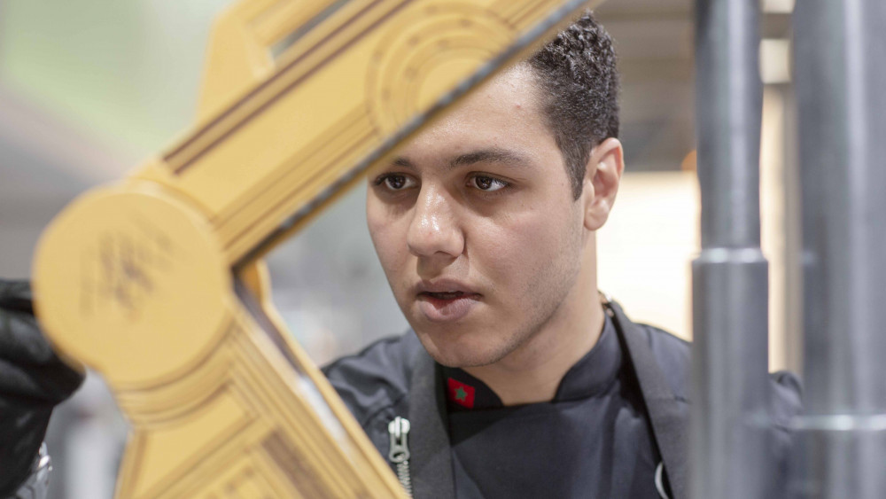Yassine Lamjarred working on his chocolate showpiece